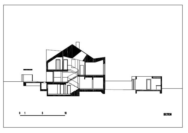 minimalistiskt hus två våningar entresolvåningar dva arhitekta vy-i-sektion