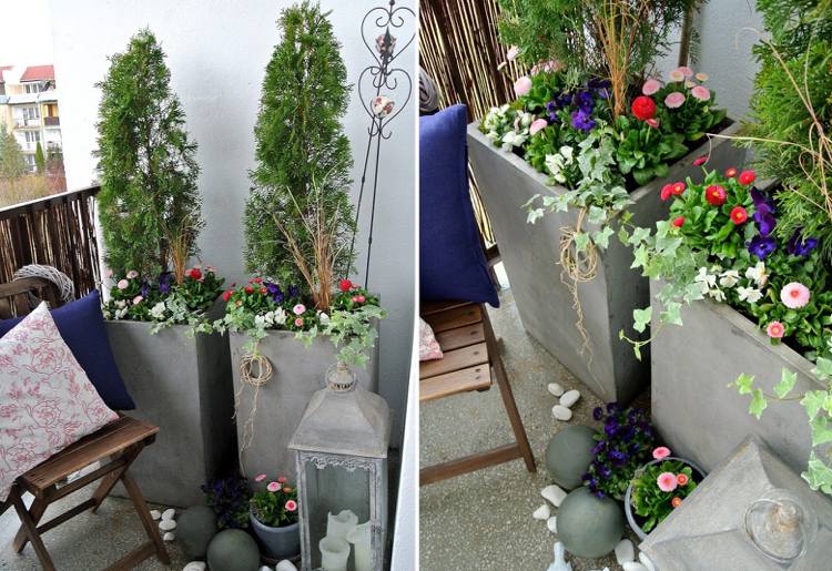 Få din balkong att se ut som vårdekorera Tusen vackra murgröna höga planteringar gjorda av betong
