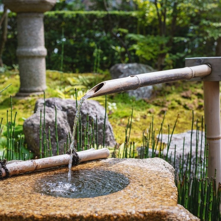 japansk vattenfunktion i trädgården