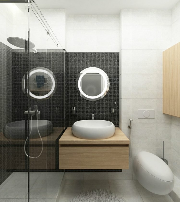 möblera 1 rum lägenhet kakel vit toalett handfat glasvägg