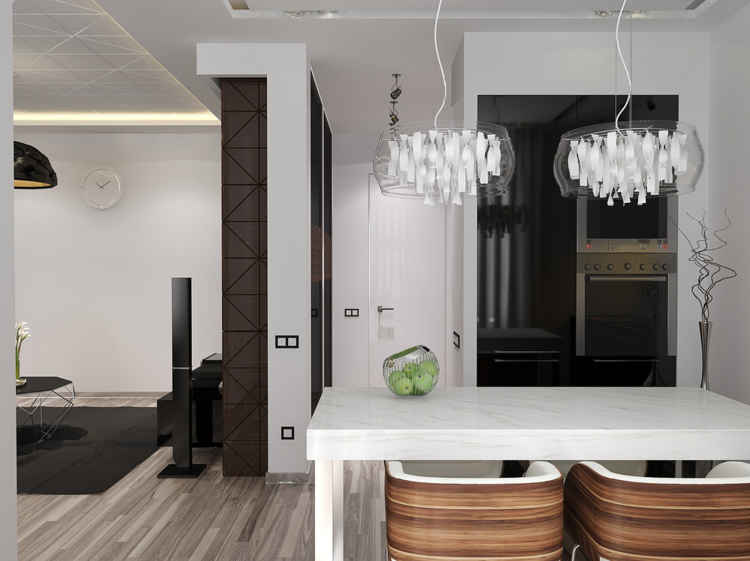 möblera 1 rums lägenhet marmor kök bordslampor original laminat