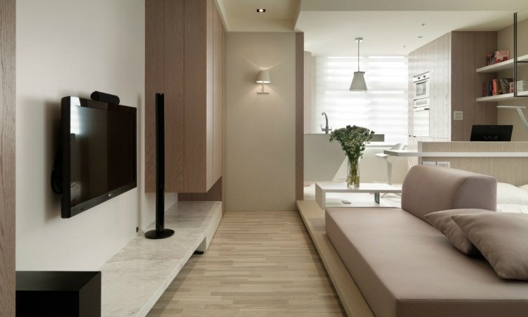 1 rums lägenhet inrättad soffa laminat tv lowboard