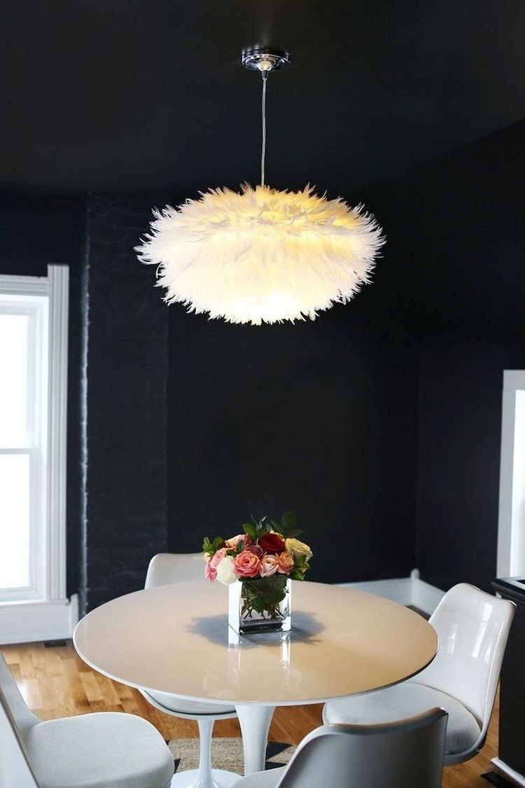 Gör det själv dekorationsidéer med fjädrar-hängande lampskärm