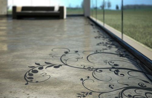 Betonggolv blommor mönster design