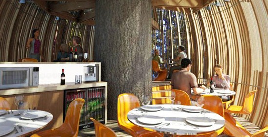 gul-café-trä-detaljer-modern-arkitektur