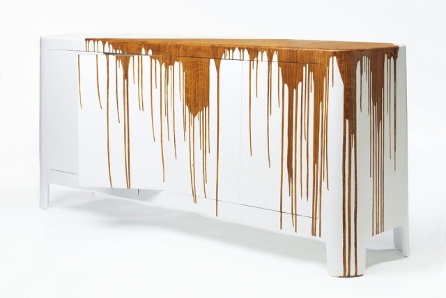 Buffé design möbler skänk högblank effekt vit träoptik-Damien-Gernay