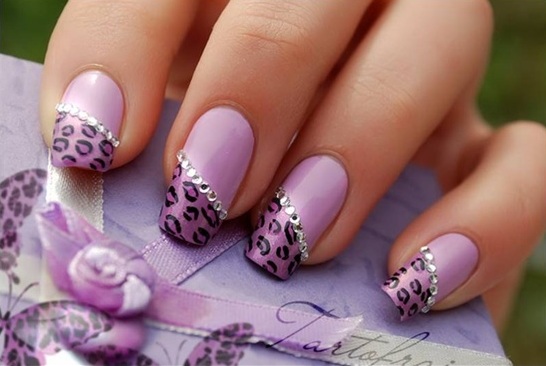 Lilac Bridesmaid Leopard Print Nail Art