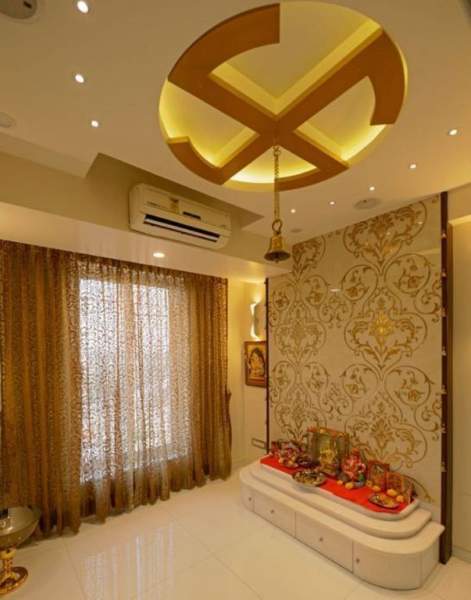 Μοντέρνα σχέδια ψεύτικης οροφής δωματίου pooja