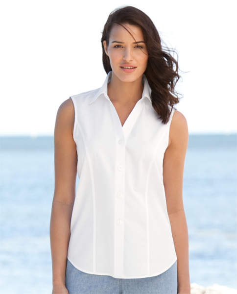 Επώνυμη λευκή αμάνικη μπλούζα για γυναίκες10