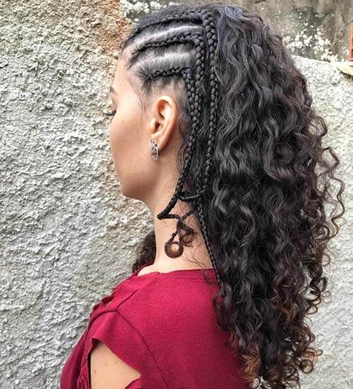 Half Braided Leave Over Hairstyle
