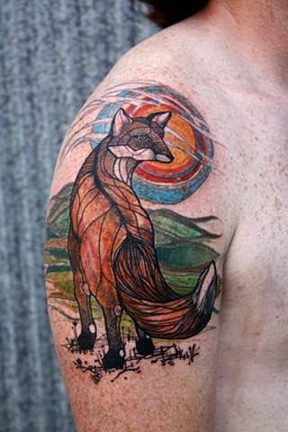 Αφηρημένη σχεδίαση τατουάζ μανικιών Fox