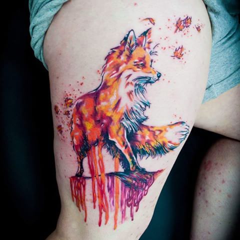 Ακουαρέλα Fox Tattoos