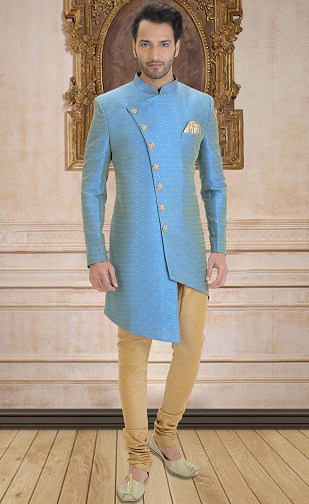 Sininen Indo Western Sherwani