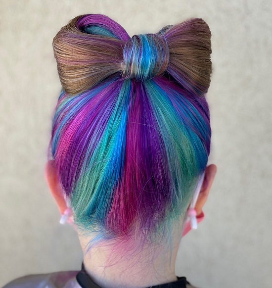 Rainbow Hair Bow Pulla