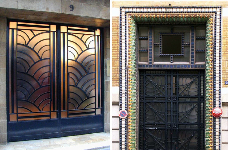 Art Nouveau -dörrar i smidesjärn med glas