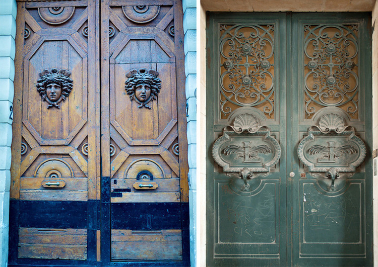 Art Nouveau dubbla dörrar skal cirklar