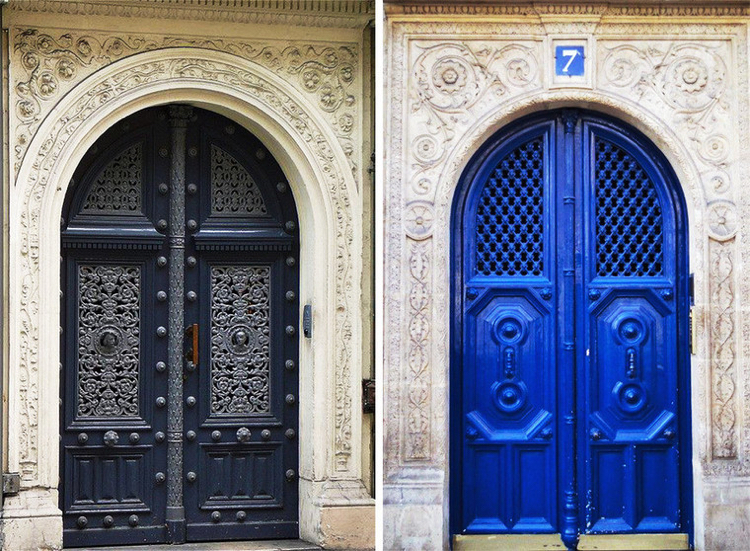 Art Nouveau -dörrar välvda svartblå