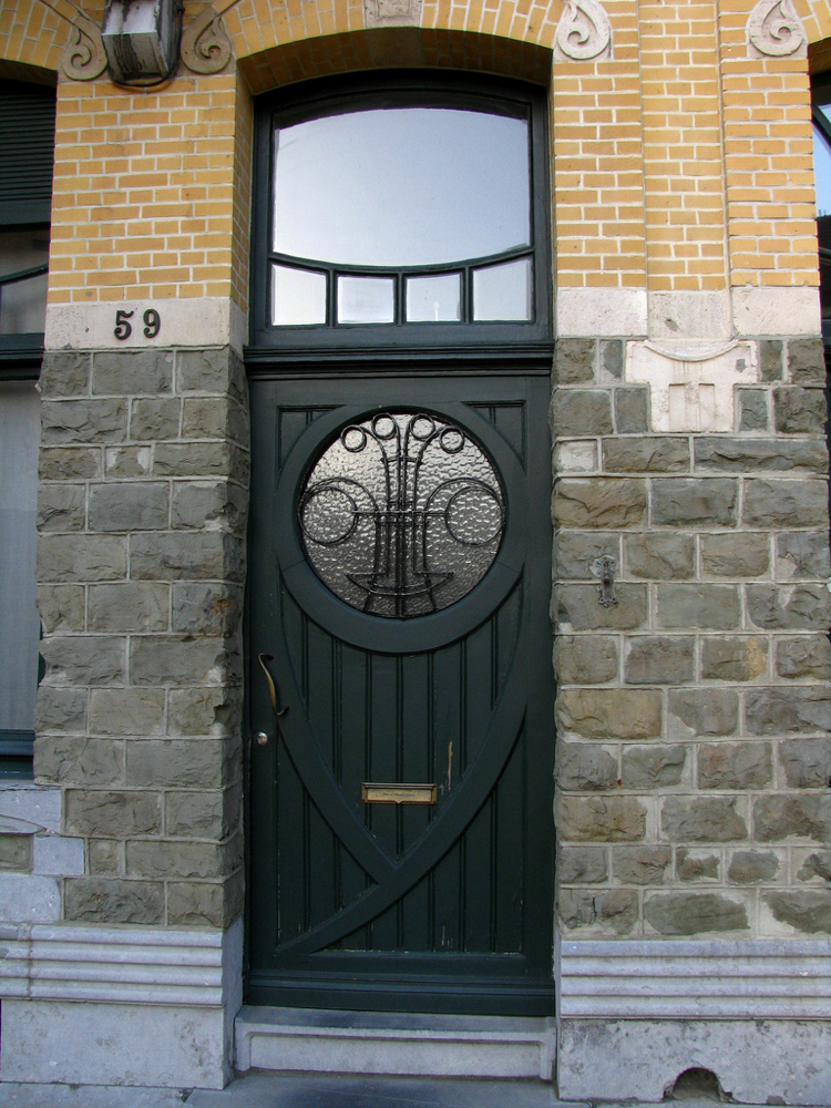 dörr art nouveau smal glasinsats svart