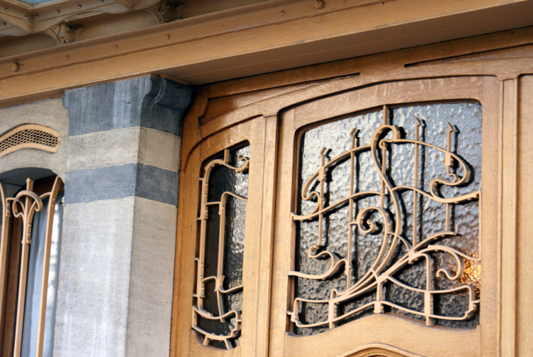 Art Nouveau dörr trä metall