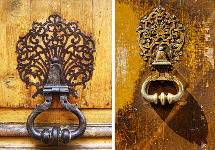 Antika dörrbeslag Art Nouveau metall mässing