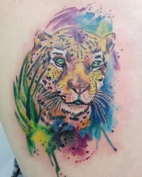 Vesiväri Leopard Tattoo Design