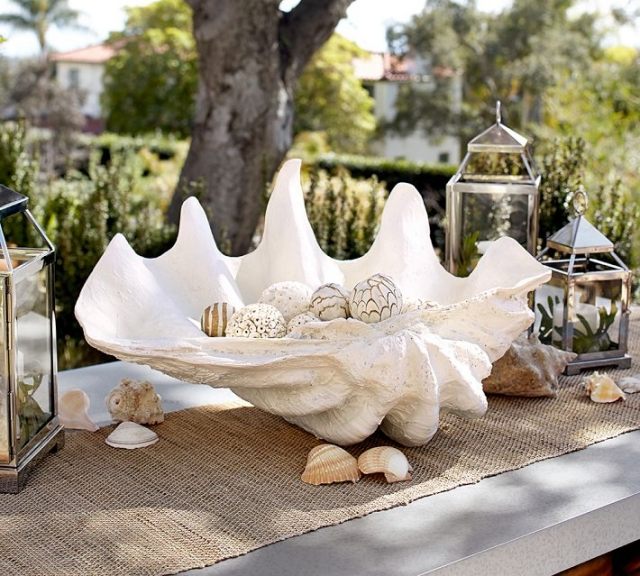 dekorativa hemtillbehör bordsdekoration-utsida-mussla-skal-vit