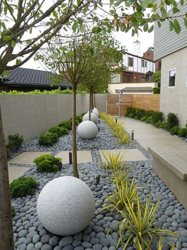 Betong-plattor-grus-yta-trädgård-design-enligt arkitekturen