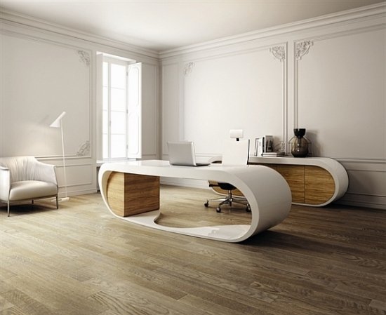 Levande idéer hemmakontor-vitt beige-högt modernt-futuristiskt skrivbord