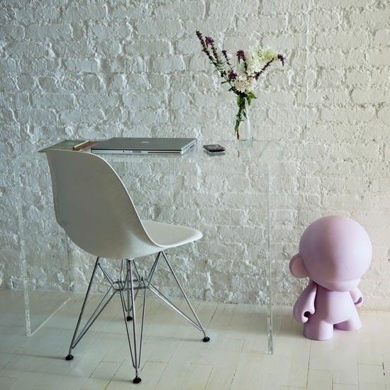 Levande idéer hemmakontor-enkel vit-lila-modern minimalistisk