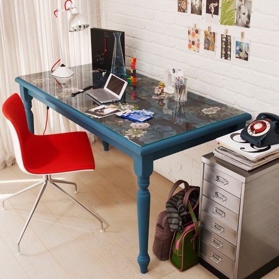 Living idéer hemmakontor rödblå modern stil mixa stol pad