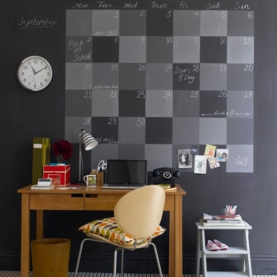 Levande idéer hemmakontor grå svart retro modern väggdekoration