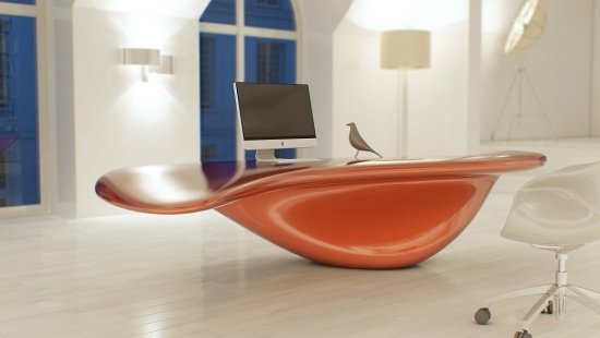 Levande idéer hemmakontor orange modernt skrivbord