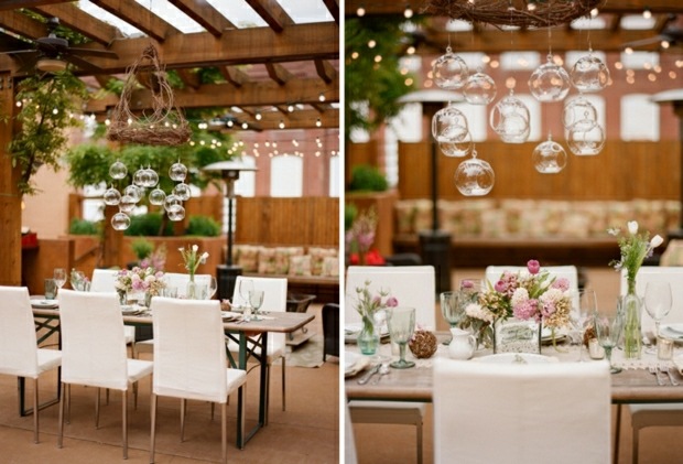 Bröllop country restaurang dekorera cool idé blommor bord
