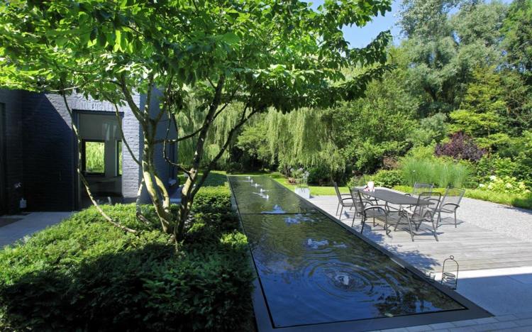 idéer-trädgårdsdesign-modern-pool-idé-matplats-häckväxter