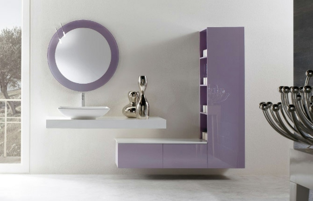 Lila-lila-design-rund-vägg-spegel
