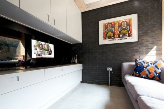 Väggdesign idéer kök vardagsrum liten lägenhet