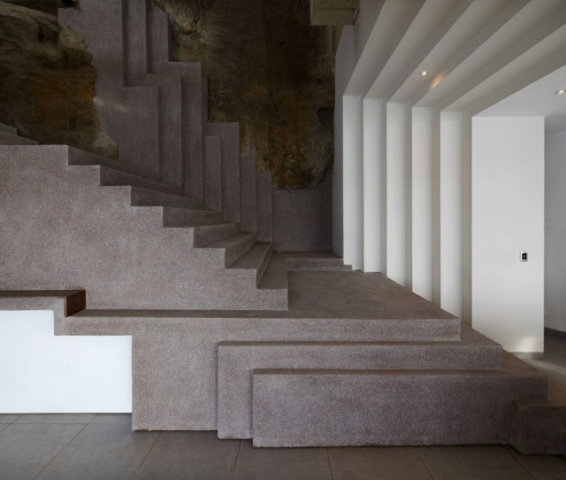Inredning trappor vägg design sten idéer