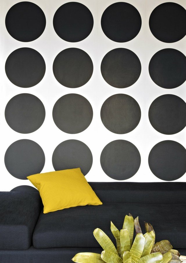 Mönster vardagsrum prickar soffa dekoration kudde idéer