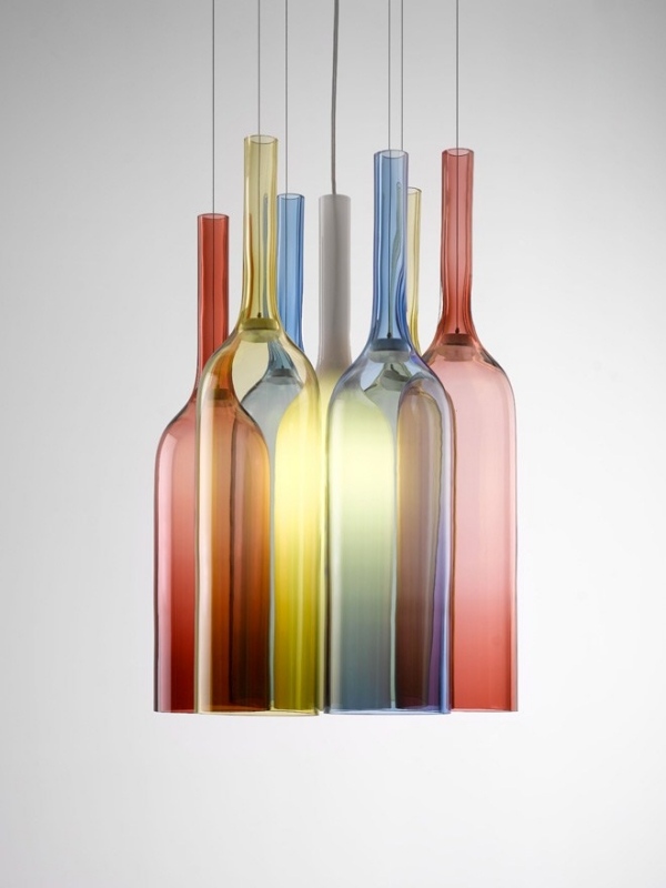 Hängande lampa flaskglas-färgad ljus design
