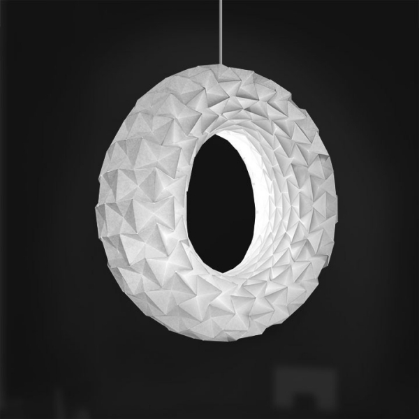 Inredningsidéer hängande lampa design origami-inspirerad vit