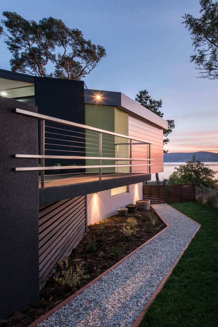balkong-räcke-idéer-rostfritt stål-tråd-fyllning-modernt hus