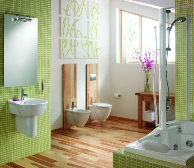 ljus-översvämmade-badrum-trä-golv-väggar-med-mosaik-designade-inomhus-växter