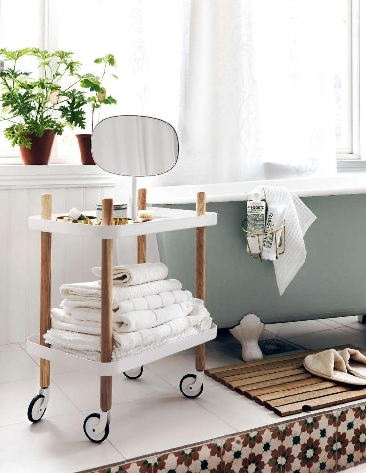 badrum-design-idéer-modern-mysig-vintage-fristående-badkar-sidobord