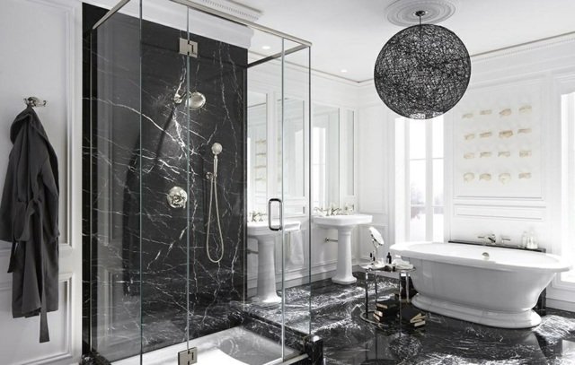 Väggglas duschkabin golv klassisk livsstil