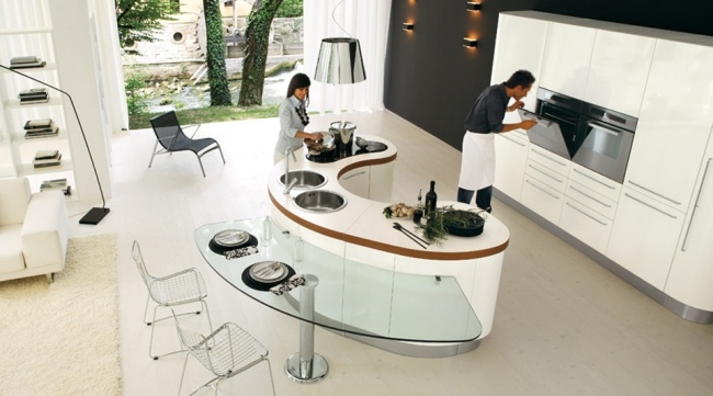 vita avrundade minimalistiska idéer för kököns design modern stil