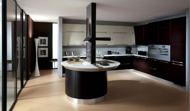 svarta runda formidéer för kököns design modern stil