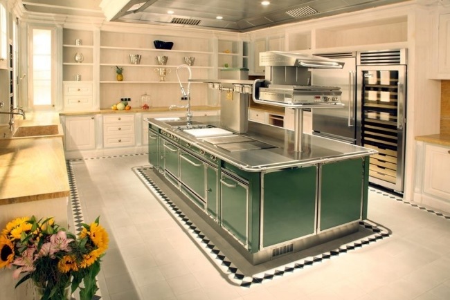 metallgröna idéer för designer kök ö modern stil