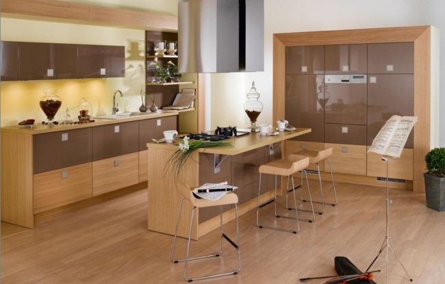 brunt trä material idéer för designers kök ö klassiker