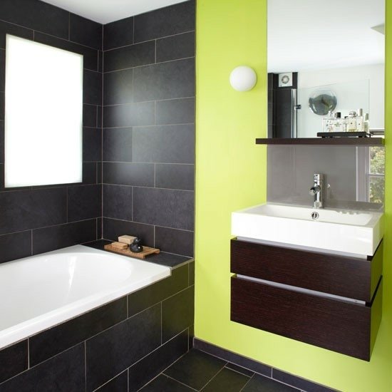 Idéer badrum limegrönt svart modernt