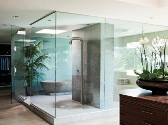 Badrum duschkabin glas modern